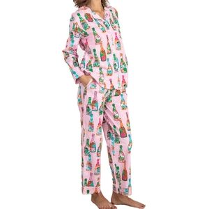 Print Fresh by Anthropologie Womens Pop The Bubbly Pajama Set Shirt Pants Size M